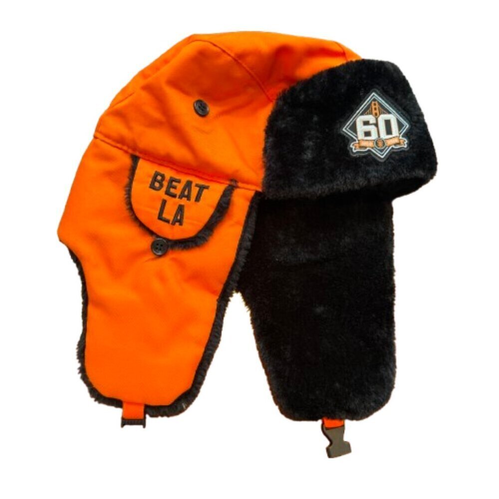 SF GIANTS 60th Anniversary Beat LA Quilted Fur Trim Ear Flap Hat One Size